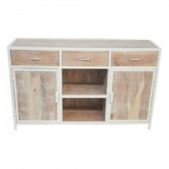 Angle Industrial Iron 2 Door 3 Drawers Sideboard Whitewash