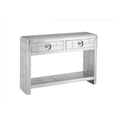 Aviator Aluminium Aviation rivet detail unusual Aviator Silver Console Table