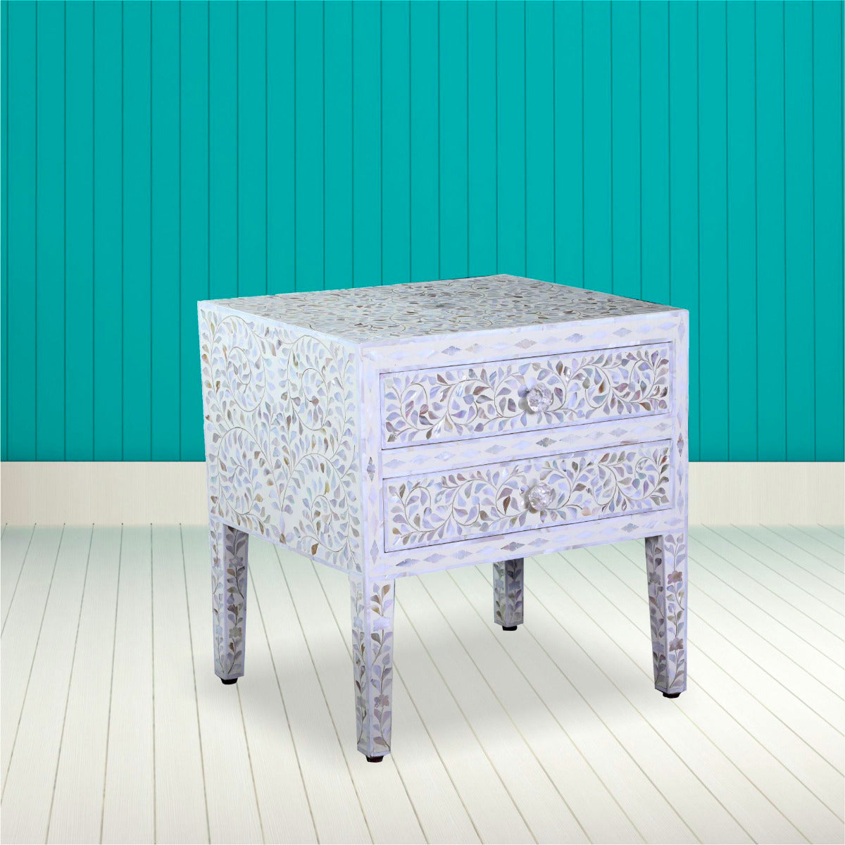 Bone Inlay Star Geometrical pattern Bedside Table 71