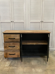 Handmade Indian Furniture Solid Hard Wood Carved Sideboard in Black 130x40x75Cm