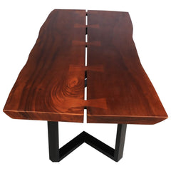 Industrial Live Edge Solid Wood Dining Table Chocolate Brown