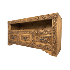Indian Hand Carved Solid Wooden TV Unit 03