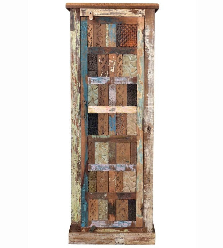 Rainbow Block Print Reclaimed Boat Wood  1 Door Wardrobe