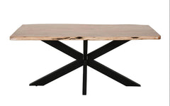 Industrial Hand Carved Solid Wood & Metal Dining Table 24