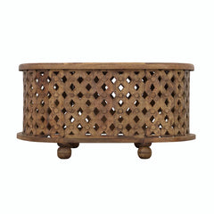 Bristol Hand Carved Solid Wood Round Coffee Table Natural B2