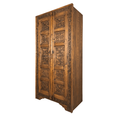 Indian Hand Carved Solid Wooden Cupboard Wardrobe D43