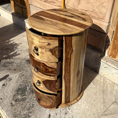Hand Carved Solid Wood 3 Drawer Side Table 54