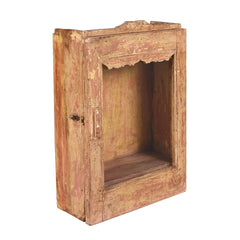 Indian Hand Carved Glass Door Solid Wood Small Cabinet D21