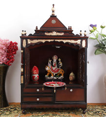 Sheesham Wood Handmade Mandir Home Temple In Brown