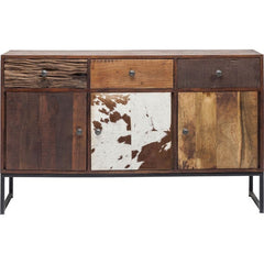 Lava Industrial Leather Cowhide Sideboard Buffet  150cm