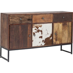 Lava Industrial Leather Cowhide Sideboard Buffet  150cm