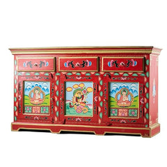 Hand Painted Mango Wood Sideboard In Multi-Colour