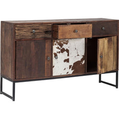 Lava Industrial Leather Cowhide Sideboard Buffet  150cm