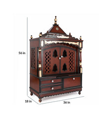 Sheesham Wood Handmade Mandir Home Temple In Brown