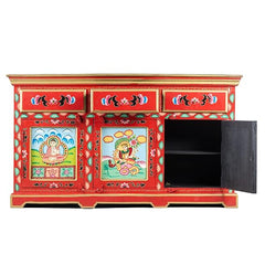 Hand Painted Mango Wood Sideboard In Multi-Colour