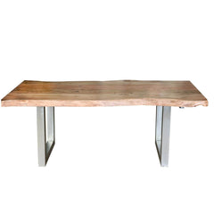 Modern Rustic Live Edge Dining Table & Chair Set with Live Edge Bench