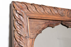 Hand Carved Indian Arched Window Frame Mirror Brown