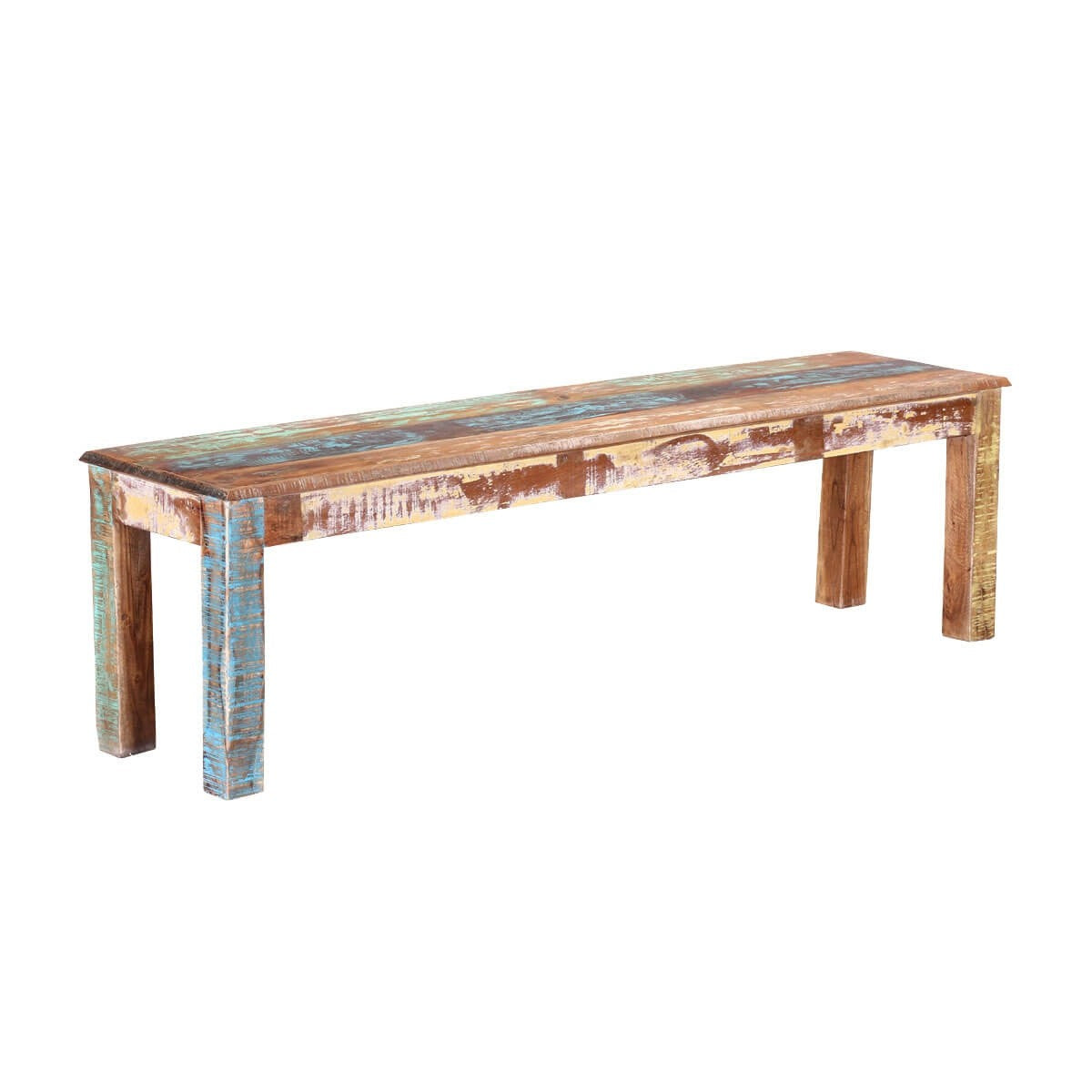 Liberty Reclaimed Wood Backless Dining Bench Multi Colors