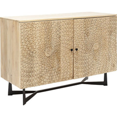 Lava Exotic 2 Door Mango Wood Industrial Carved Sideboard Buffet