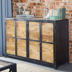 Angle Industrial Solid wood Metal Sideboard