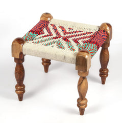 Indian Solid Wood Handmade Charpai Bench Set with 2 Stools Khat Manjhi Woven Charpai