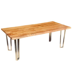 Industrial Rustic Solid Wood & Iron Live Edge Dining Table Honey