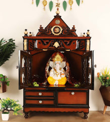 Sheesham Wood Handmade Mandir Home Temple In Brown