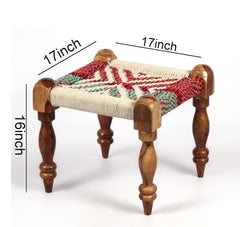 Indian Solid Wood Handmade Charpai Bench Set with 2 Stools Khat Manjhi Woven Charpai