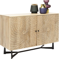 Lava Exotic 2 Door Mango Wood Industrial Carved Sideboard Buffet