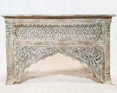 Mughal Mehrab Indian Hand Carved Jali Hall Table Console White 120cm