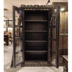 Indian Antique Brass Work Solid Wood Bookshelf B6
