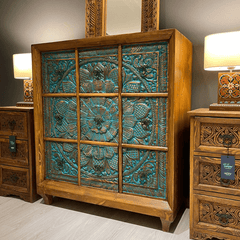 Hand Carved Solid Hard Wood Dresser Chest of Drawers D7
