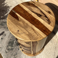 Hand Carved Solid Wood 3 Drawer Side Table 54