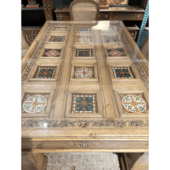 Mughal Hand Painted and Hand Carved Solid Wood Dining Table 12