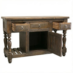 Indian Reclaimed Hand Carved Reclaimed Wood Bathroom Vanity V02