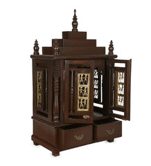 Medium Sized Handmade Sheesham Wood Home Temple In Brown