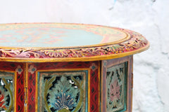 Indian Hand Painted Carved Solid Wood Coffee Table C141