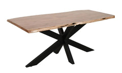 Industrial Hand Carved Solid Wood & Metal Dining Table 24