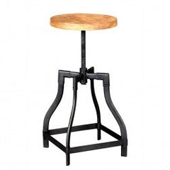 Barn Industrial Adjustable Height Bar Kitchen Stool with Metal Legs - 70x36x36cm