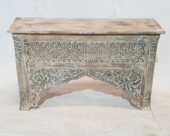 Mughal Mehrab Indian Hand Carved Jali Hall Table Console White 120cm