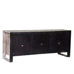 Rustica Indian Reclaimed Wood Tv Unit Console Cabinet Whitewash