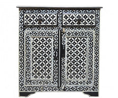 Bone Inlay Star Geometrical pattern Cabinet Black