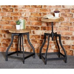 Barn Industrial Adjustable Height Bar Kitchen Stool with Metal Legs - 70x36x36cm