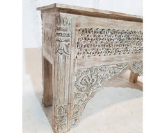 Mughal Mehrab Indian Hand Carved Jali Hall Table Console White 120cm