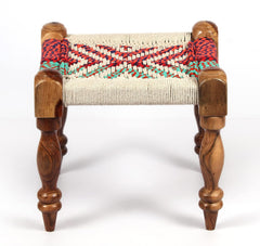 Indian Solid Wood Handmade Charpai Bench Set with 2 Stools Khat Manjhi Woven Charpai