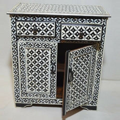 Bone Inlay Star Geometrical pattern Cabinet Black