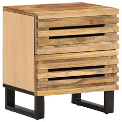 Angle Industrial Iron and  Solid Mango Wood Bedside Table 31