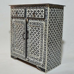 Bone Inlay Star Geometrical pattern Cabinet Black