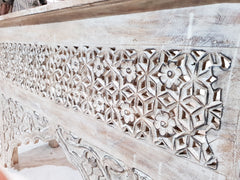 Mughal Mehrab Indian Hand Carved Jali Hall Table Console White 120cm