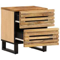 Angle Industrial Iron and  Solid Mango Wood Bedside Table 31